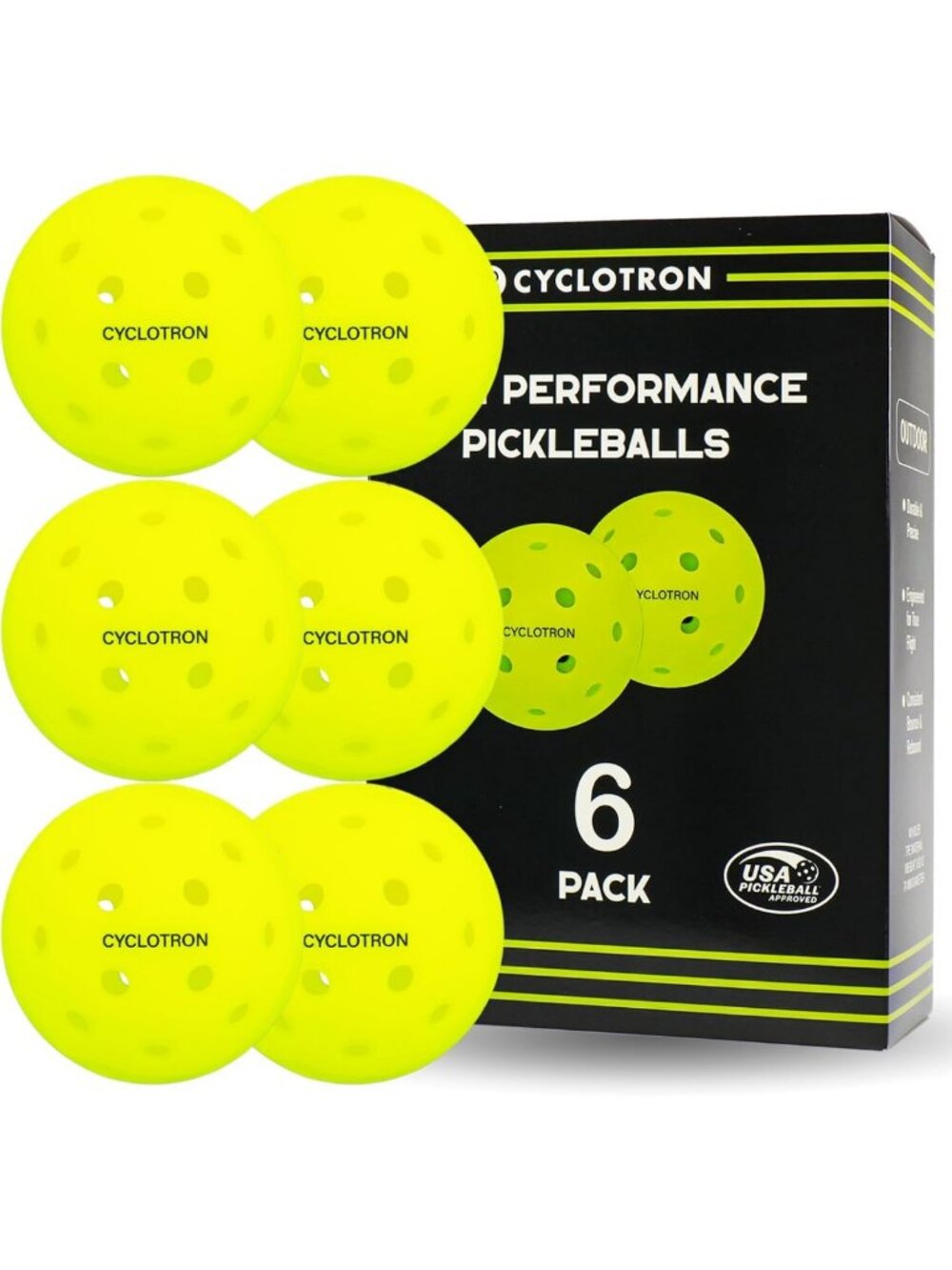 High Visibility Outdoor Pickleball Balls - USAPA Approved, Durable 40-Hole